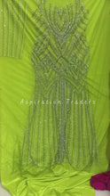 Load and play video in Gallery viewer, Lime Green Color Front Back Panel Party Wear Designer Dress DD107
