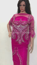 Load and play video in Gallery viewer, Gloomy Pink With Heavy Rhinestone Work Designer Blouse Patch - AB1003

