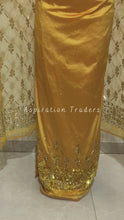 Load and play video in Gallery viewer, Mango Yellow Rhinestone Beaded George Wrapper Set With Heavy Bling Work Designer Blouse - NLDG253
