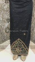 Load and play video in Gallery viewer, Bleak Black With Gold Mirror &amp; Beaded Work George Wrapper Set With Blouse - NLDG235
