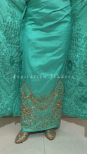 Load and play video in Gallery viewer, Sober Sea Green with Gold Beaded work Designer George set - NLDG226

