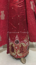 Load and play video in Gallery viewer, Fiery Red African Heavy Handcrafted Shimmery George Wrapper Set With blouse - HBMG044
