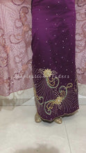 Load and play video in Gallery viewer, Classy Magenta French Crystal Stone Beaded George Wrapper Set- NLDG264
