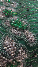 Load and play video in Gallery viewer, Dark Emerald Green French Beaded Applique Designer Set - AP086
