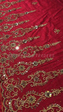 Load and play video in Gallery viewer, Vibrant Red with Worthy Gold Acrylic Stone Beaded Applique Designer Set AP074
