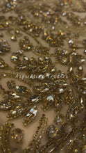 Load and play video in Gallery viewer, Glistening Gold Applique with Heavy Rhinestone work  Designer Set - AP088
