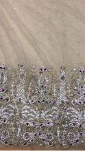Load and play video in Gallery viewer, Golde Color French Net Lace Crystal Stone Beaded Applique Design - AP032
