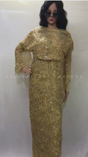 Load and play video in Gallery viewer, Champange Gold Color With All Golden Designer Work NET George Wrapper set - NLDG066
