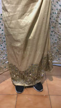 Load and play video in Gallery viewer, Champange Gold Color Designer Net lace FRINGERS George Wrapper set  - NLDG085
