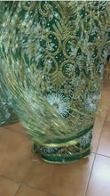 Load and play video in Gallery viewer, Nigerian Greesn Fringes Heavy Beaded NET Lace Designer George Wrapper set  - NLDG070
