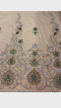Load and play video in Gallery viewer, Champagne Gold Color NET fabric Crystal Stones Work Lace Applique  - AP016

