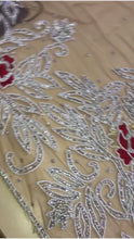 Load and play video in Gallery viewer, Beautiful All Silver Crystal Stone Solid Beads Heavily Beaded  Border Applique - AP033
