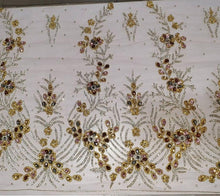 Load image into Gallery viewer, Beautiful Trending Hand Made  GOLD BROWN stone Beaded Applique - AP005
