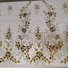 Load image into Gallery viewer, Beautiful Trending Hand Made  GOLD BROWN stone Beaded Applique - AP005

