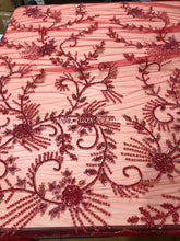 Load image into Gallery viewer, Red Color Gorgeous Luxury ALL over Work NET Lace Applique  - AP010
