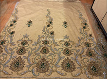 Load image into Gallery viewer, Champagne Gold Color NET fabric Crystal Stones Work Lace Applique  - AP016
