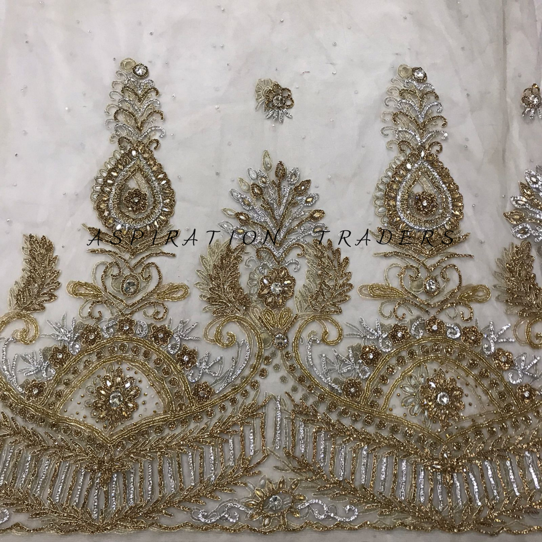 Handmade Crystal Wedding Sash Applique Sew on Bridal Beads Lace Rhinestone Applique for Dress - AP021 - AP021