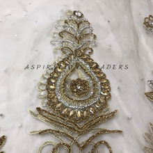 Load image into Gallery viewer, Handmade Crystal Wedding Sash Applique Sew on Bridal Beads Lace Rhinestone Applique for Dress - AP021 - AP021
