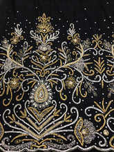 Load image into Gallery viewer, Exclusive Designer Applique Net Lace fabric with Silver Golden Glass Stone Beaded - AP025
