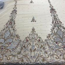 Load image into Gallery viewer, Exclusive Heavy Glass crystal Stone Sequence Beads beaded NET Lace Applique Design - AP027
