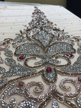 Load image into Gallery viewer, Exclusive Heavy Glass crystal Stone Sequence Beads beaded NET Lace Applique Design - AP027
