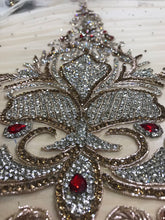 Load image into Gallery viewer, Exclusive Heavy Glass crystal Stone Sequence Beads beaded NET Lace Applique Design - AP027
