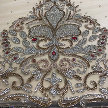 Load image into Gallery viewer, Exclusive Heavy Glass crystal Stone Sequence Beads beaded NET Lace Applique Design - AP027
