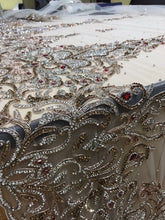 Load image into Gallery viewer, Exclusive Heavy Glass crystal Stone Sequence Beads beaded NET Lace Applique Design - AP027

