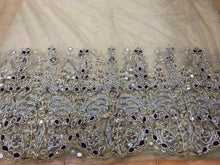 Load image into Gallery viewer, Golde Color French Net Lace Crystal Stone Beaded Applique Design - AP032
