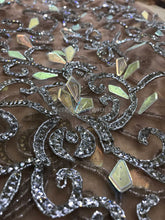 Load image into Gallery viewer, Gold Color Big design Silver Crystal Stone Beaded Applique Design - AP035
