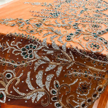 Load image into Gallery viewer, Exclusive orange color heavy beaded hand made crystal stone applique design - AP036
