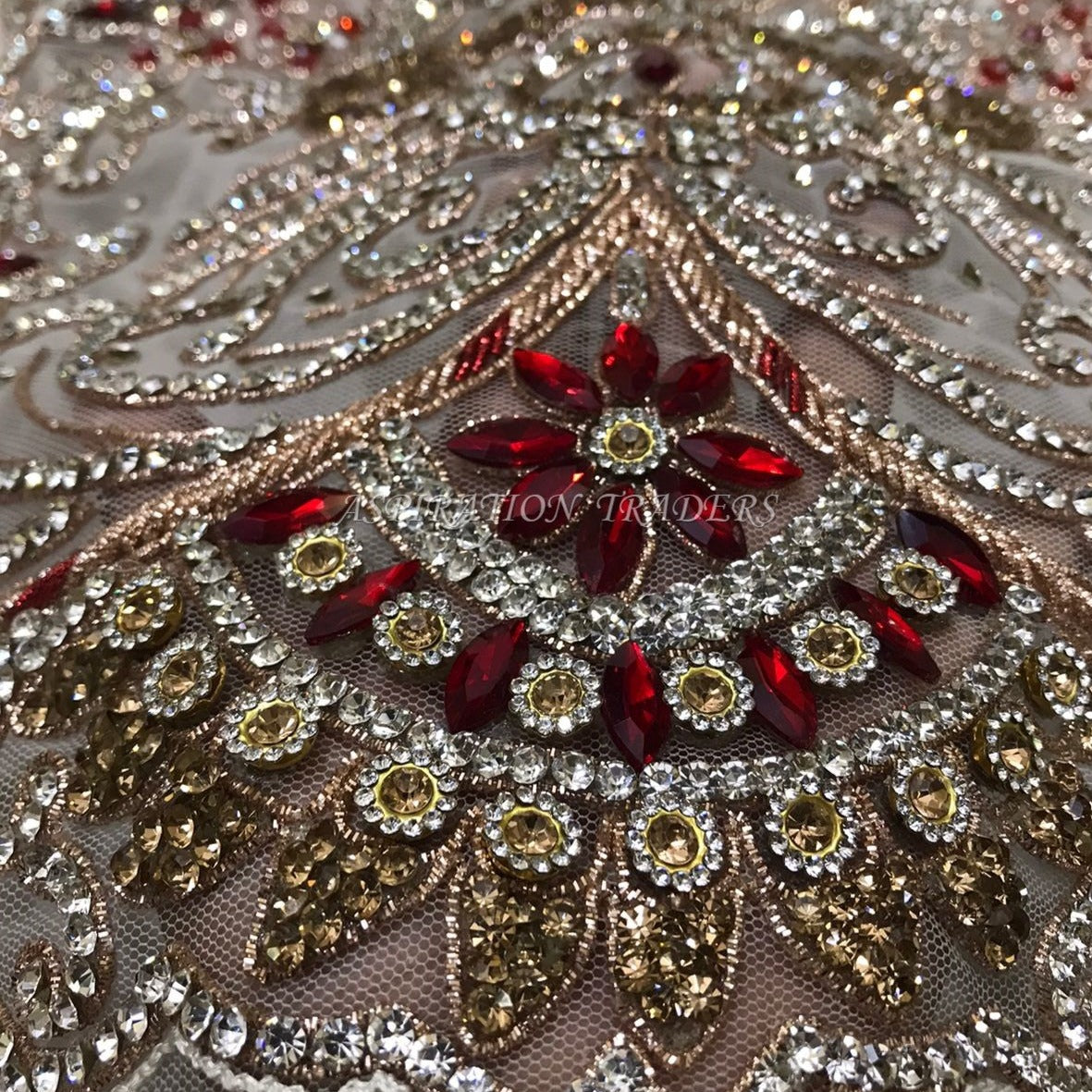 New Unique Exclusive ALL Crystal stone Work Applique Design