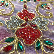 Load image into Gallery viewer, Sweet LILAC color New designer Applique Design On French Net lace fabric - AP045
