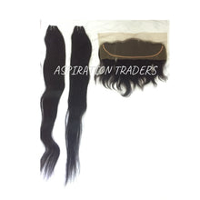 Load image into Gallery viewer, Virgin Natural Straight Hair Extension - 2 Bundles + 1 Frontal - Aspiration Traders
