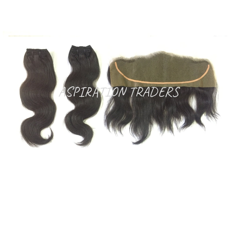 Virgin Natural Body Wave Hair Extension - 2 Bundles + 1 Frontal - Aspiration Traders