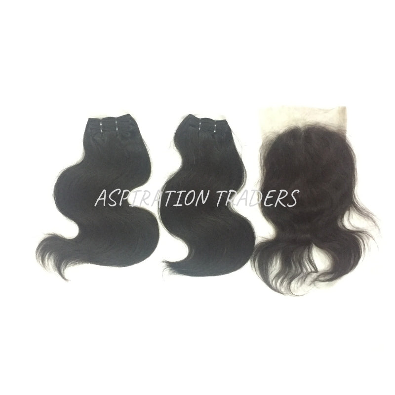 Virgin Natural Body Wave Hair Extension - 2 Bundles + 1 Closure - Aspiration Traders