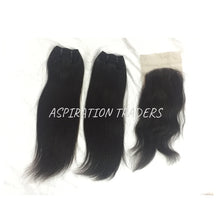 Load image into Gallery viewer, Virgin Straight Hair Extension - 2 Bundles + 1 Closure - Aspiration Traders
