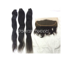 Load image into Gallery viewer, Virgin Natural Straight Hair Extension - 3 Bundles + 1 Frontal - Aspiration Traders
