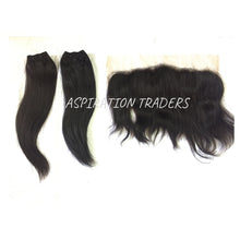 Load image into Gallery viewer, Virgin Natural Straight Hair Extension - 2 Bundles + 1 Frontal - Aspiration Traders
