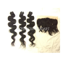 Load image into Gallery viewer, Virgin Natural Body Wave Hair Extension - 3 Bundles + 1 Frontal - Aspiration Traders
