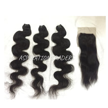 Load image into Gallery viewer, Virgin Natural Body Wave Hair Extension - 3 Bundles + 1 Closure - Aspiration Traders
