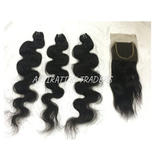 Load image into Gallery viewer, Virgin Natural Body Wave Hair Extension - 3 Bundles + 1 Closure - Aspiration Traders
