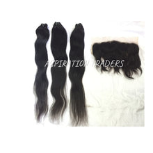 Load image into Gallery viewer, Virgin Natural Straight Hair Extension - 3 Bundles + 1 Frontal - Aspiration Traders
