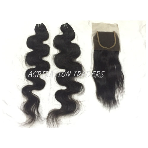 Virgin Natural Body Wave Hair Extension - 2 Bundles + 1 Closure - Aspiration Traders