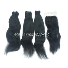 Load image into Gallery viewer, Virgin Natural Straight Hair Extension - 3 Bundles + 1 Closure - Aspiration Traders
