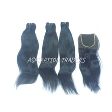 Load image into Gallery viewer, Virgin Natural Straight Hair Extension - 3 Bundles + 1 Closure - Aspiration Traders
