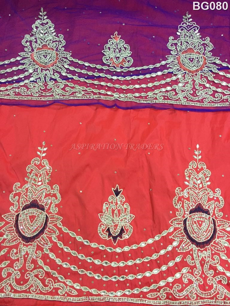 Beautiful Peach color Beaded Georges wrapper with matching blouses - B ...