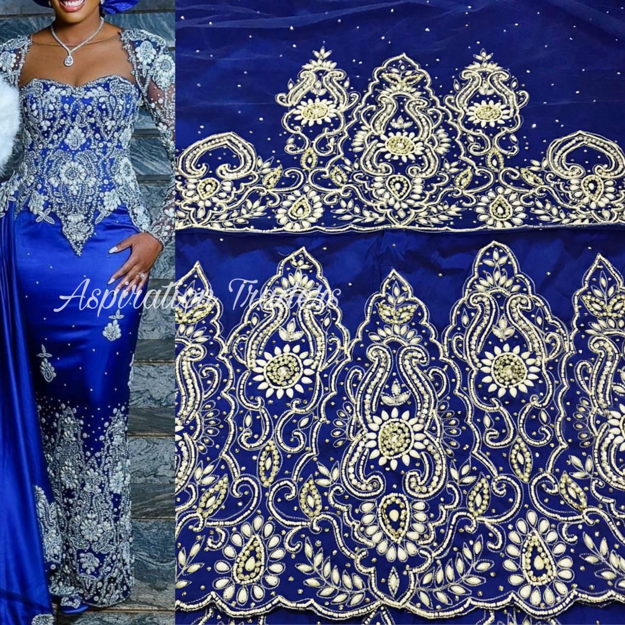 Wrapper Indian George Gown Styles Latest 2021 Royal Blue Hand Made