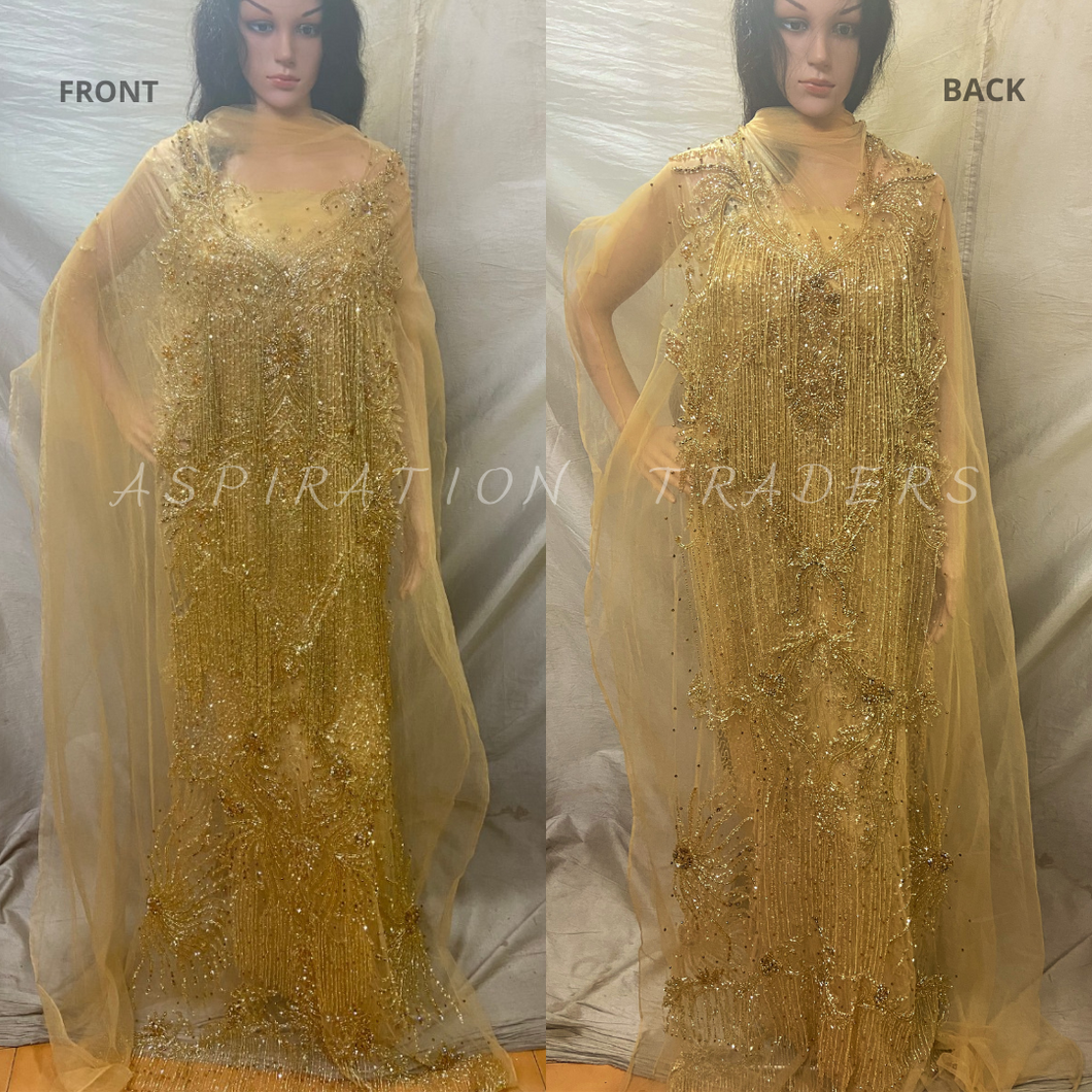 Heavily Hand Beaded Designer Front  Back Dress for Wedding -EG003