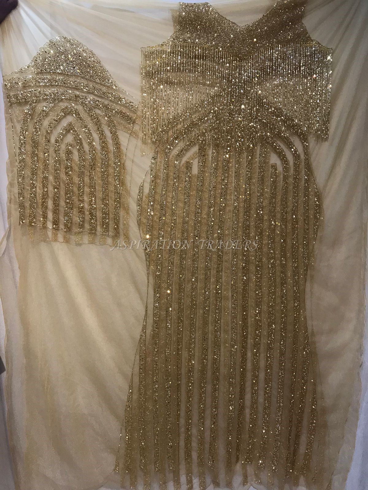 GOLD Color Heavy Designer Nigerian Wedding Evening Dress - EG014 GOLD Color Heavy Designer Nigerian Wedding Evening Dress - EG014